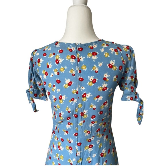 Faithfull The Brand Erin Midi Dress – Blue Ditsy Floral – Size 2 (XS) - Picture 6 of 8
